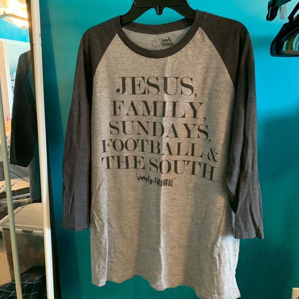 Football graphic three quarter long sleeve tshirt